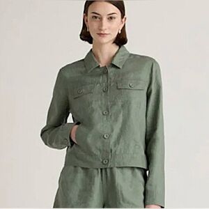 NWOT Quince 100% European Linen Jacket Medium in Light Cargo